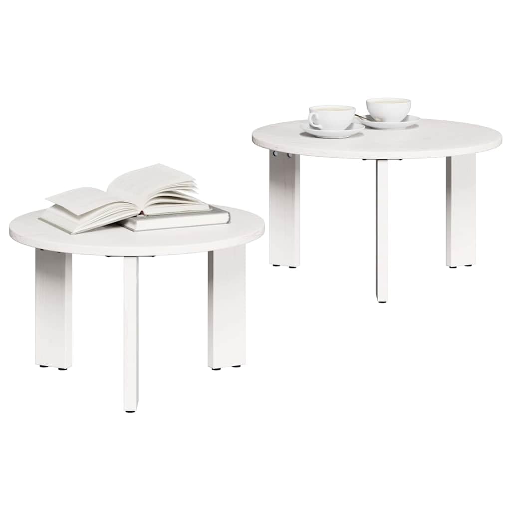 Table basse 2 pièces blanc bois massif de pin
