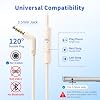 Auriculares con cable con micrófono para escuela, 3.5mm, beige | Auriculares plegables de diadema con cable, cable de nylon de 1.5m sin enredos para escuela, tablet, laptop, MP3/4, viajes en avión 4