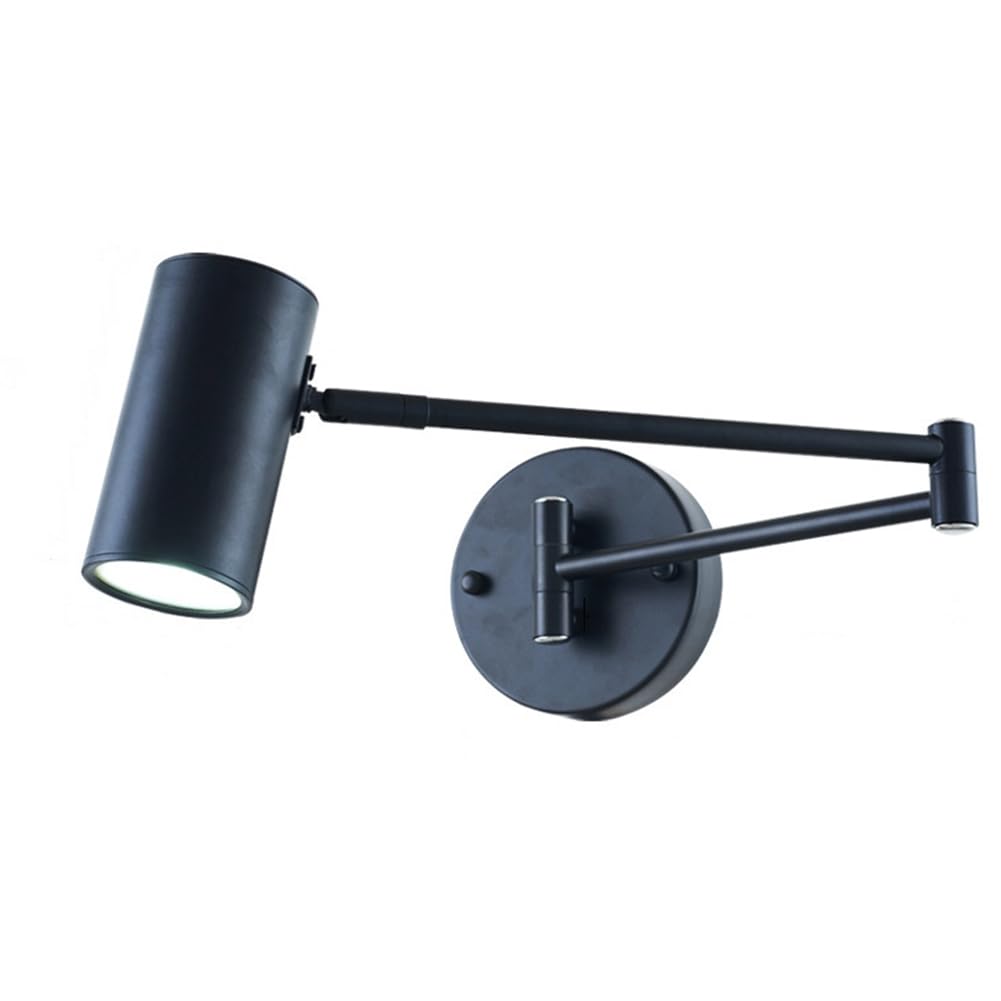 Lámpara De Pared Interior 7W LED Blanco Cálido Luz Metal Brazo Largo Ajustable Apliques De Pared Retro Industrial Decoración Iluminación Luz De Pared Para Salon Dormitorio Sala Pasillo Escalera, Negro