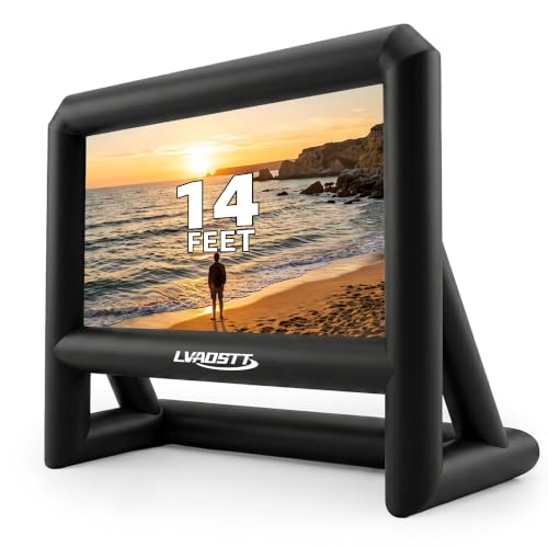 Image of Inflatable Projector Screen, 14FT Blow Up Outdoor Movie Screen with Air Blower, One-Piece Design, Easy Setup, Front & Rear Projection for Backyard Cinema & Outdoor Events