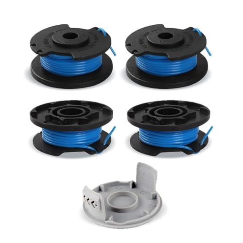 Viilich 4 pièces de bobines de fil pour Ryobi, bobine de rechange pour tondeuse Ryobi One+ RAC124 AC14RL3A OLT1823 OLT1832 18V 24V 40V, 4 bobines de coupe, 1 capuchon...