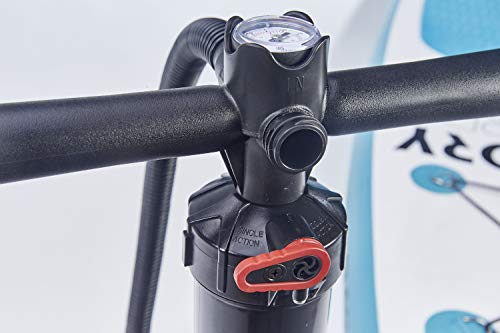 Hochdruck Pumpe für Stand up Paddle Boards – Doppelhubfunktion – Spare Zeit und Kraft beim Aufpumpen deines SUP-Board – leichte SUP-Pumpe in schwarz - für alle SUP Board Marken passend – langlebig