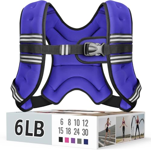 Image of Zeerun Weighted Vest, 6lb /8lb /10lb /12lb /15lb /18lb /20lb /24lb /30lb for Men Women, Reflective Stripe Adjustable Buckle, Comfortable Durable Rucking Vest for Walking Running Strength Training