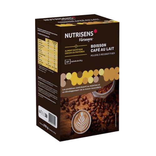NUTRISENS - Boisson Café au Lait Protéinée 7x30g - Enrichi en Protéines - Aliment Diététique - Poudre à Reconstituer - Riche en Acides Aminés...