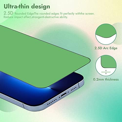 QUESPLE [2 Pack] Green Privacy Screen Protector for iPhone 13 Pro Max 6.7 Inch, Cool Green Colorful Anti Spy Tempered Glass Film with Install Tool,[Bubble Free][Case Friendly]