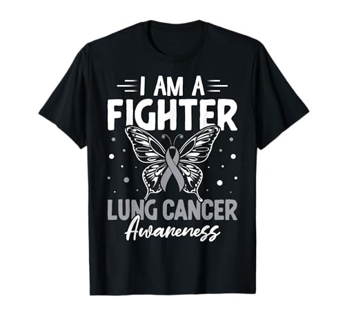 Butterfly Heart I Am A Fighter Lung Cancer Awareness Month Maglietta