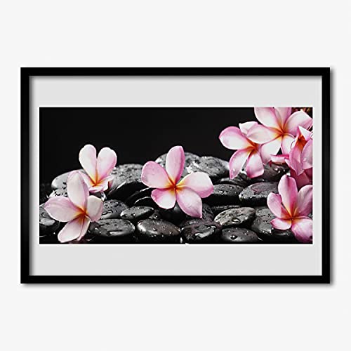 Affiche encadrée Plumeria fleur 70x50 cm avec cadre en MDF blanc de salon Tulup