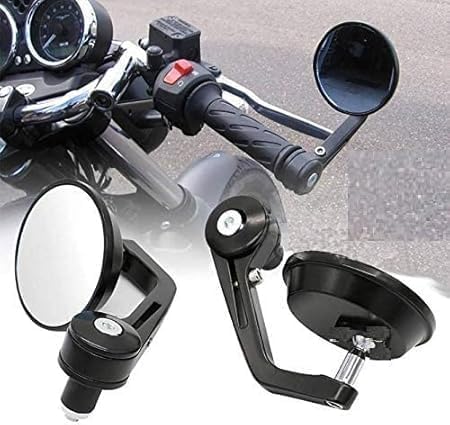 Image of GT Round Bar End Mirror Set for Classic, Bullet, Hunter, Meteor 350 Motorcycles,Continental GT 650 /Bullet 350 /500 All Model RE Bike Small Stylish Rear Handle Design