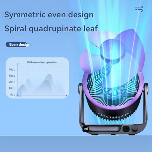 Ventilateur de table portable rechargeable ventilateur de bureau 4000mAh - 3