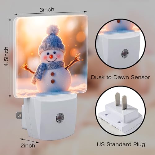 Image of Cute Winter Snowman Night Light, Christmas Snowman in The Sun Dusk to Dawn Night Light Plug in,0.5w Energy Saving Sleep Friendly NightLight for Kids Boys Girls Home Decor