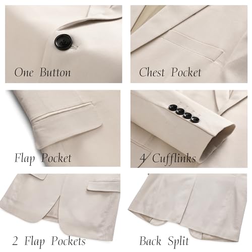 Men's Linen Suits 2-Piece Set - Summer Beach Wedding Groom Suit for Men Prom Tuxedo Jacket & Pants3