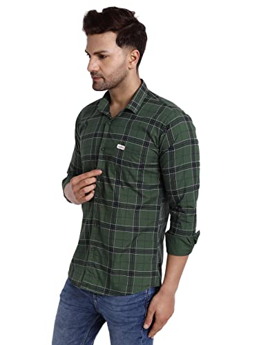 Image of Majestic Man Slim Fit Cotton Casual Check Shirt for Men