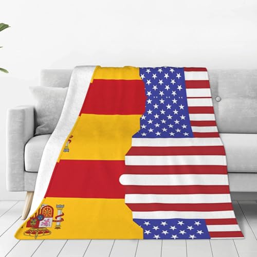 Manta de franela ultrasuave con la bandera de España americana, manta de sofá para el hogar, manta de siesta, tapete de picnic para camping, 40 x 30 pulgadas