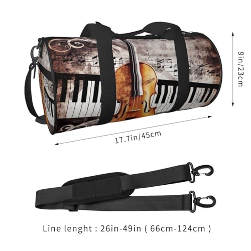 Travel Duffel Bag Sports Gym Bag With Shoes Compartment,Lightweight Overnight Weekender Bag Piano Violin Music Notes Yoga Gym Sports Bag For Men Women3