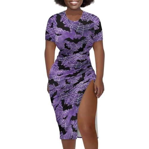 Image of Short Sleeve Dress for Women,Sexy Bodycon Dress,Plus Size Slit Dress,String Design s-4xl