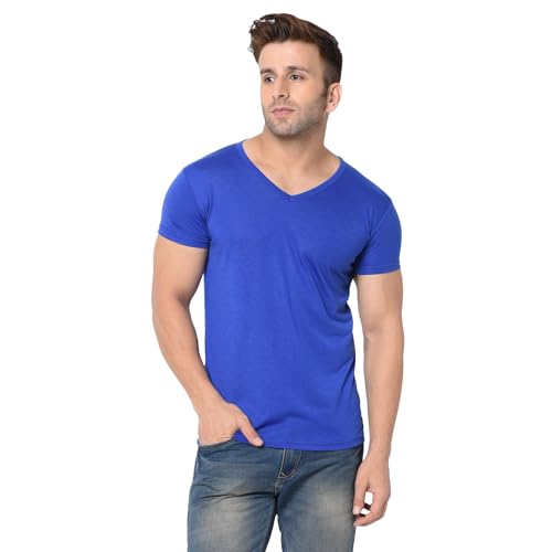 Image of JANGOBOY Men's V Neck Half Sleeve Cotton Blend T-Shirt (Pack of 1)