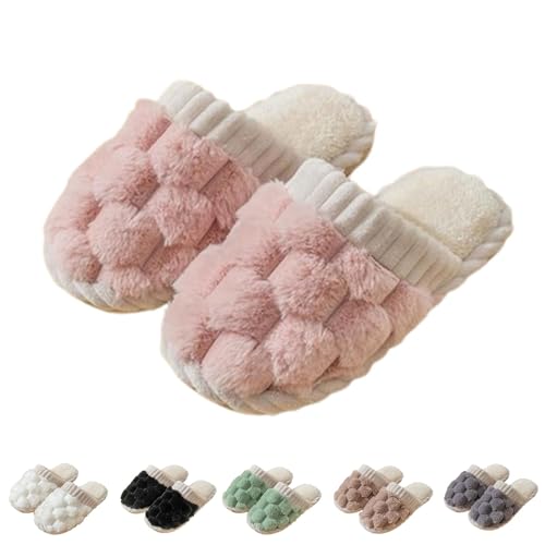 Checkered Fuzzy Slippers Women Men Plush Warm Fuzzy House Slippers Fluffy Bedroom Shoes, Slip On Soft Lightweight Cozy Slipper Trendy Fall Winter House Shoes Indoor Outdoor4