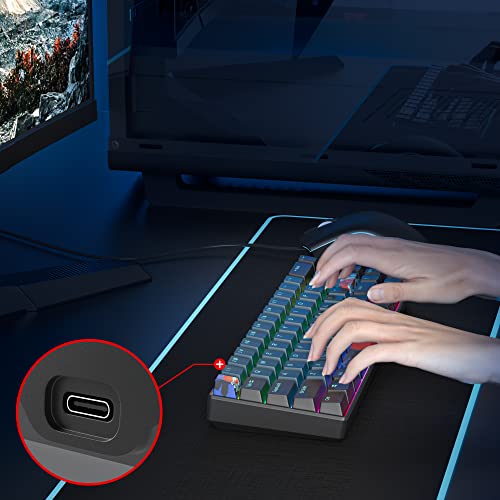 Image of 65 Percent Mechanical Gaming Keyboard 68 Keys RGB Gaming Keyboard with Red Switch Wired Keyboard for Windows PS4 /5 Xbox Gamers(68 Monster)