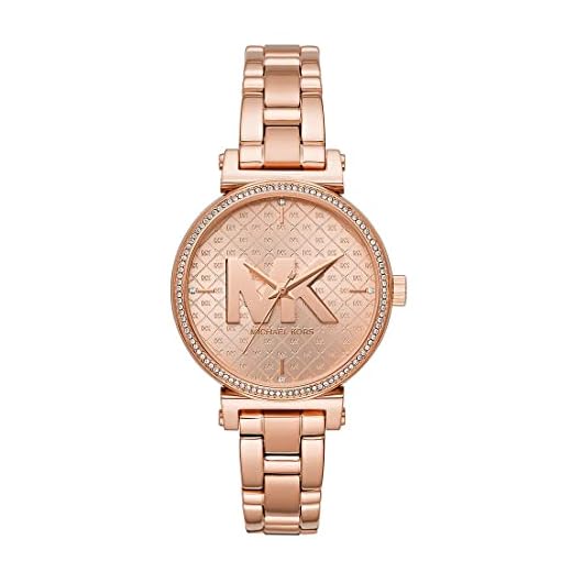 Michael Kors Damklocka SOFIE, 36 mm fodralstorlek, trevisare, rostfritt stålarmband, Roséguld, armband