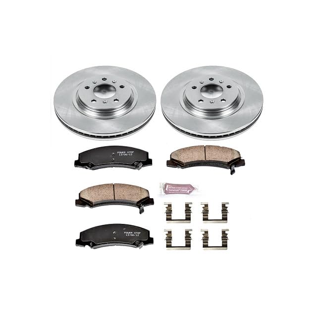 Image of PowerStop Front Brake Kit for Buick Allure 2008-09 |LaCrosse 2008-09 |Lucerne 2006-11 |Cadillac DTS 2006-11 |Chevrolet Impala 2012-13 - Z17 Ceramic Brake Pads & Disc Rotors Replacement, KOE4654