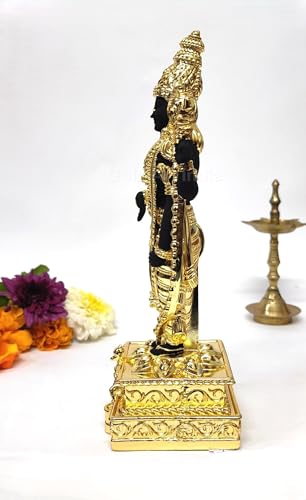 Image of Gold Art India Lord Tirupati Balaji Gold Plated Idol with Black Terracotta Finish | Balaji Idol for Car Dashboard | Venkateswara Swamy Murti for Home | Srinivasa Statue for Mandir (5.1'' Inch)