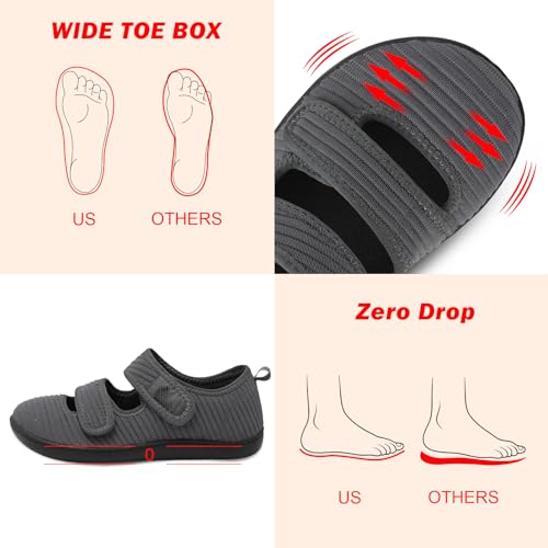 Image of Besroad Womens Walking Shoes Wide Diabetic Shoes Adjustable Barefoot Casual Sneakers Breathable Zero Drop Arthritis Edema Sneakers Indoor Outdoor