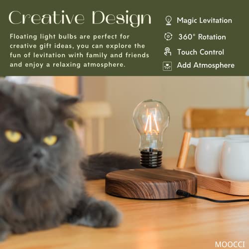 Moocci Floating Light Bulb Desk Lamp, Magnetic Levitating Lamps Led Night Light, Unique Gifts For Christmas And New Year (Dark Brown Base) #TOP1