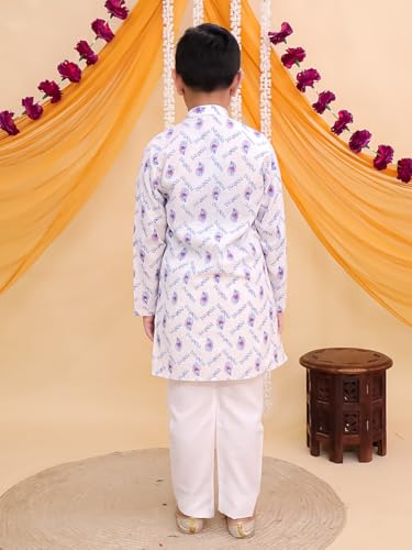 Image of AJ DEZINES Boys Cotton Full Sleeve Letter Printed Kurta Pajama Set for Kids - Ethnic wear | Special Occasion & Traditional Outfit |Boys Kurta Set - Regular Fit