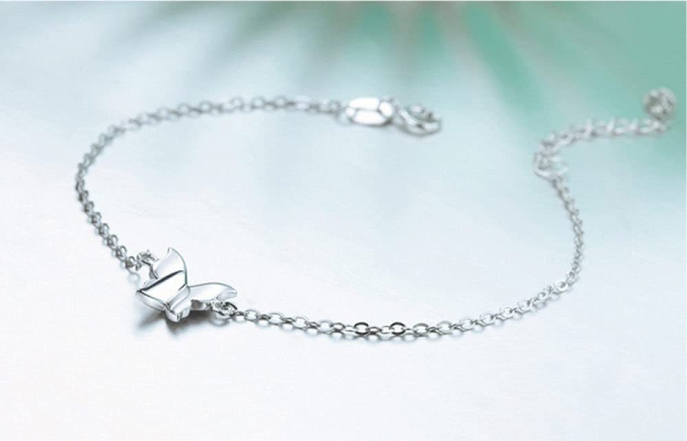 Braccialetti a catena con polsino in argento sterling alla moda, Bracciale in argento sterling 925 da donna Bracciale a farfalla di moda Bracciale da donna squisito Bracciale in argento sterling con g