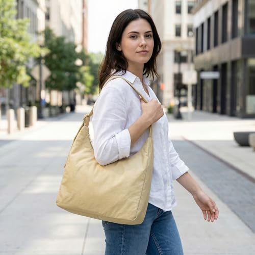 Image of FASTFAIRY Nylon Shoulder Bag - Adjustable Quilted Strap, Structured Slouchy Design with Interior Zip Pocket