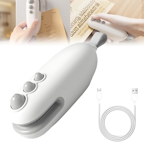 Mini Bag Sealer with Cutter and Magnet, USB Rechargeable Bag Seal...