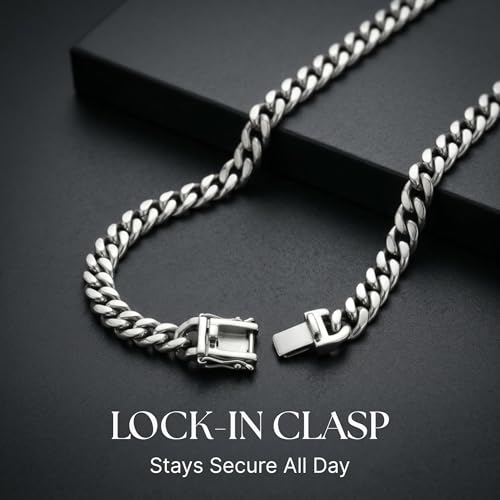 Chaîne cubaine homme ne ternit pas collier acier inoxydable durable - 7