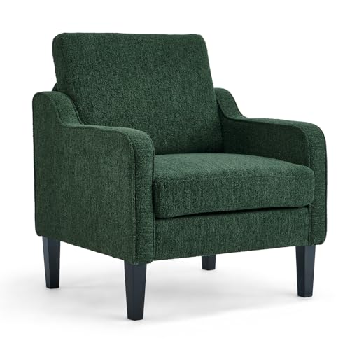 Image of VINGLI Dark Green Accent Chair, Chenille Armchair for Living Room
