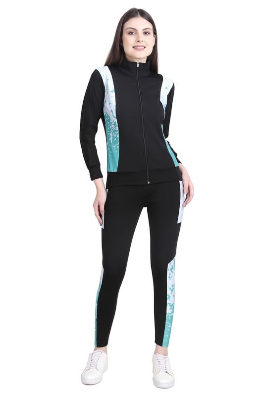 benzos Women’s Full Sleeve Sports Tracksuit Set with Zip Jacket and Stretchable Leggings | Breathable Activewear for Gym Yoga Running |-picture-2