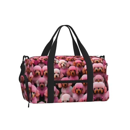 Bolsa de equipaje de mano con alegres caniches rosados para llevar tu estilo vayas donde vayas