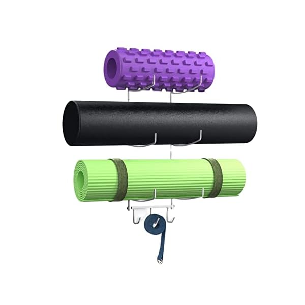Yoga Mat Stand Wall Mounted Yoga Mat Storage Home Fitness Accessories Yoga Band Resistance Bands (Color : White)