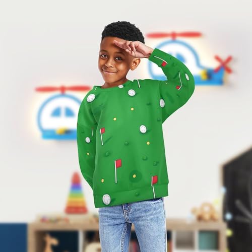 JUNZAN Golf Green Cute Little Kids Hooded Sweatshirt Fleece Outerwear for Kids Sports 4T4