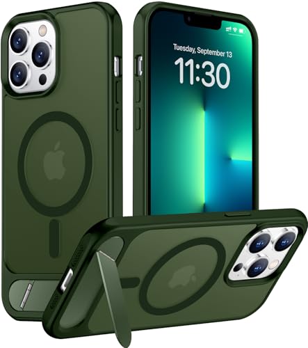 Image of Magnetic Compatible with iPhone 13 Pro Max Case, [Built-in Invisible Kickstand][Compatible with MagSafe][Military Grade Shockproof] Slim Translucent Matte Phone Case for iPhone 13 Pro Max 6.7 inch