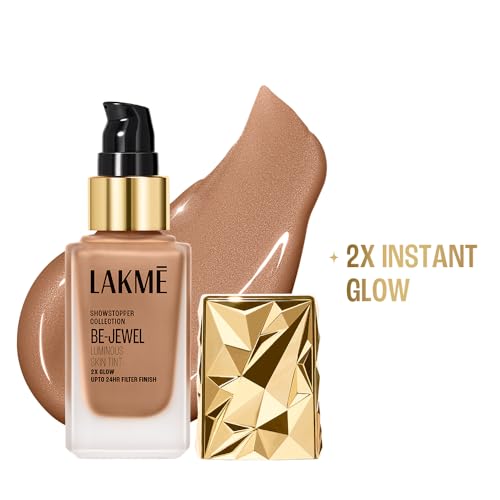 Image of LAKME Be-Jewel Luminous Skin Tint, 25ml, for Radiant, Smooth and Luminous Finish, with Light-Reflecting Polymers, 24HR Filter-Like Wear, Foundation for Women Dry Skin, for Women-Cool Cinnamon
