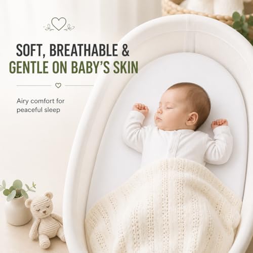 Image of Bassinet Sheets, Water Proof Universal Fit 33 x 17, White, 3 Pack