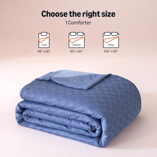 Image of Amazon Basics Cooling Comforter, Soft Lightweight Waffle Weave Blanket for Hot Sleepers, Summer & All Season Bedding to Keep Cool for Night Sweats, 68 inchx90 inch, Twin, Blue