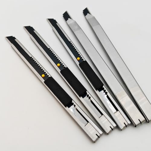 Image of Gebildet 5pcs Right and Left Hand Self-Lock Cutter Knife /Black 9mm Snap Off Blades /60 Blace /SS