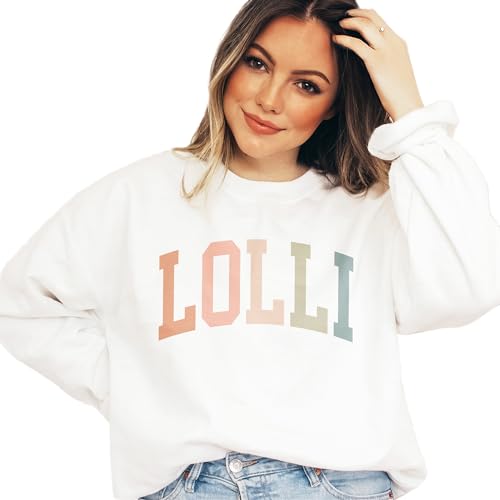 Boho Lolli Sweatshirt, Gifts For Women, Lolli Grandma Sweater, Mother's Day Shirt, Pregnancy Announcement Gift, Long Sleeve Unisex Crewneck Sweatshirt White