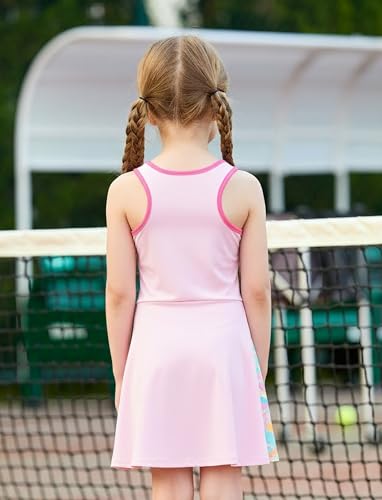 Image of Disney Frozen Elsa Princess Stitch Minnie Girls Tennis Dress Sleeveless Golf Outfit with Shorts Pocket & Headband 2-9 Years