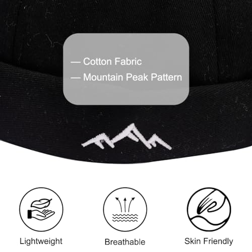 Image of Brimless Hats for Men Brimless Caps, Rolled Cuff Retro Docker Hat for Womens with Adjustable Beanie Hat