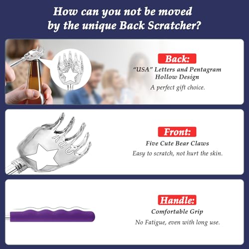 HOFASON Christmas Gifts for Men Women, USA Back Scratcher 6 Pack, Stocking Stuffers for Men Women Kids Teen, White Elephant Gifts for Adults, Prizes for Adults, Birthday Gift for Senior Dad Mom - Image 4
