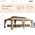MELLCOM 14'x24' Gazebo, Wooden Finish Coated Aluminum Frame Pergola with Double Galvanized Steel Hardtop Roof, Outdoor Permanent Metal Pavilion with Curtains and Nettings for Patio, Backyard and Deck