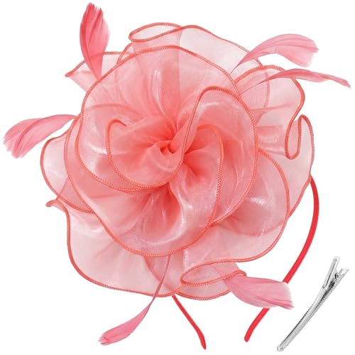 Image of DRESHOW Fascinators Hat Tea Party Headwear Ribbons Feathers on a Headband and a Clip for Women