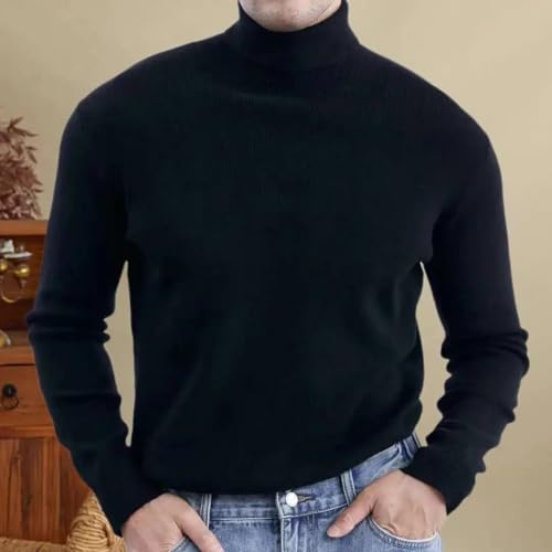 Men's Autumn and Winter Simple High-Neck Knitted Sweater Casual Warm Pullover Long-Sleeved Pullover3