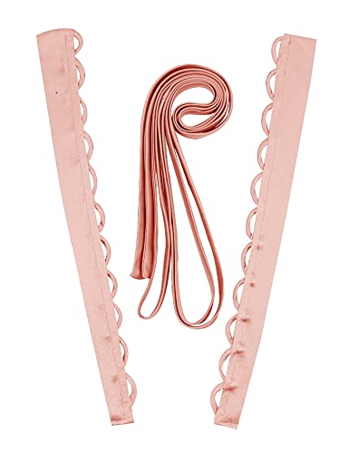 Women's Wedding Dress Zipper Replacement Adjustable Loops Fit Satin Corset Back Kit Lace up for Prom Dress Blush Pink 16 Inches